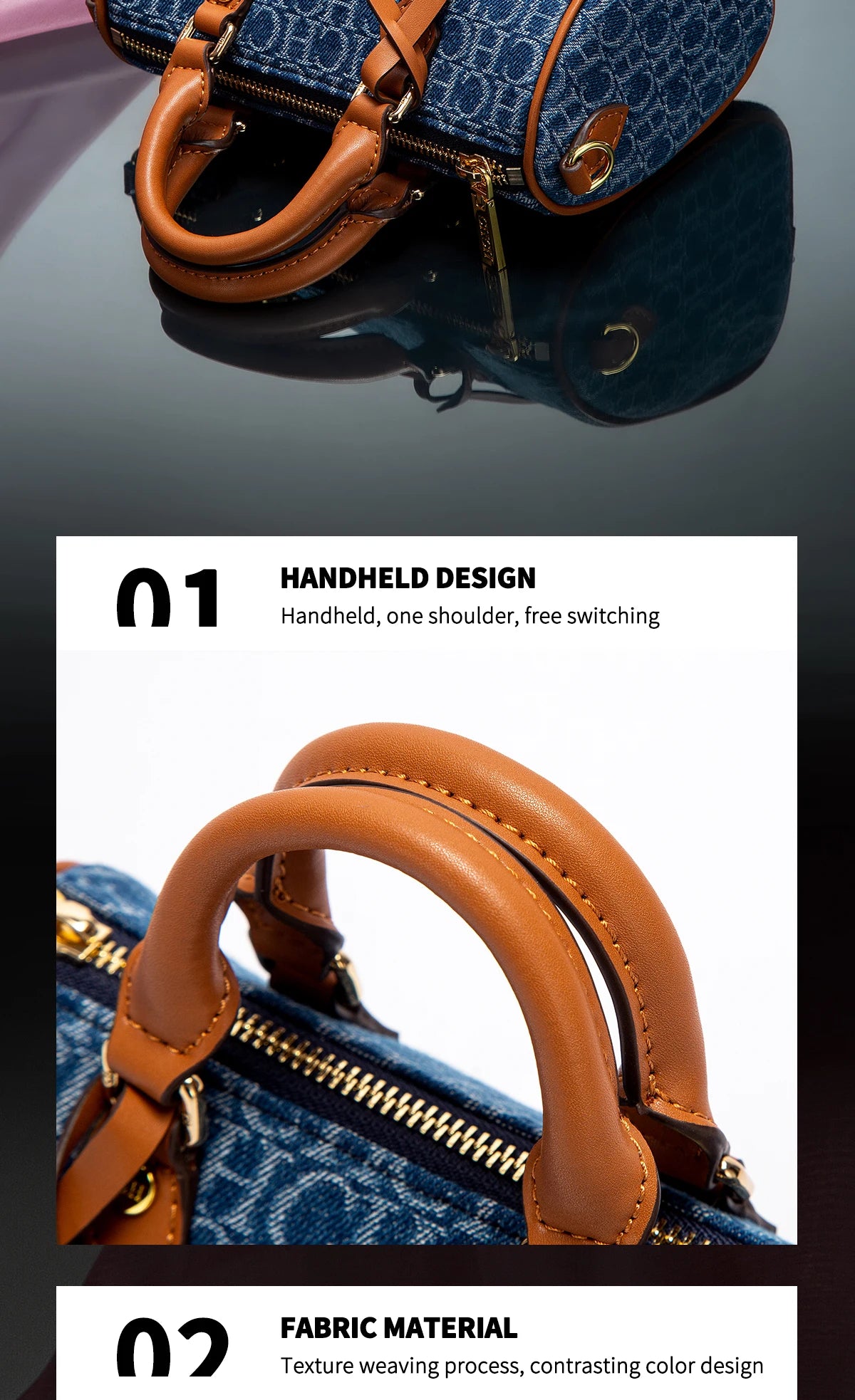 The Rivière — Denim-Spliced Saddle Pillow Bag