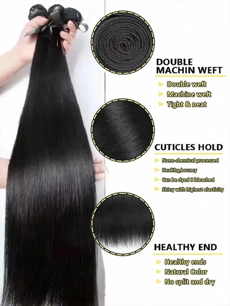 Brazilian Straight Four Bundles Set – Natural Black