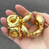 2023 The New Popular 45mm Hoop Earrings for Women 18k Gold Color 5mm Flower Shape Earring Casual Earrings Daily Wear Accessories