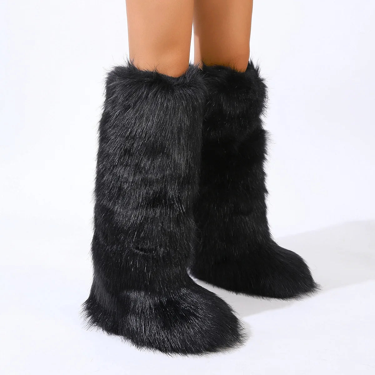 Knee High Fluffy Ladies Boots