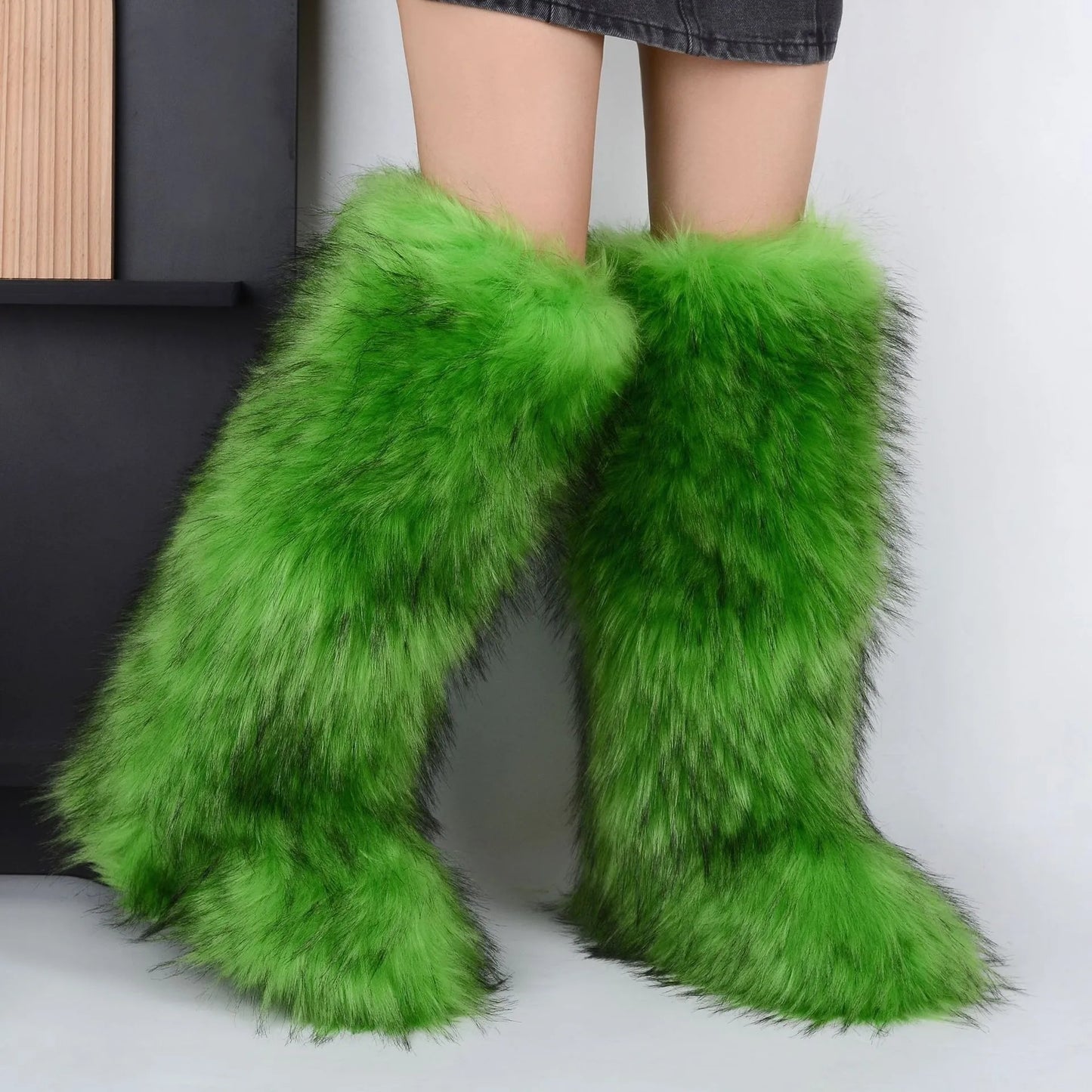 Knee High Fluffy Ladies Boots