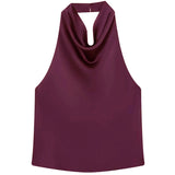Halter Satin Backless Tank Top