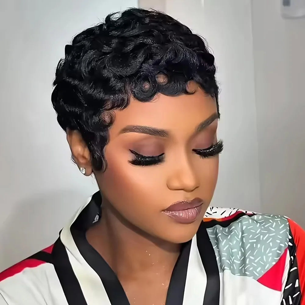 Short Wavy Pixie Cut Wig
