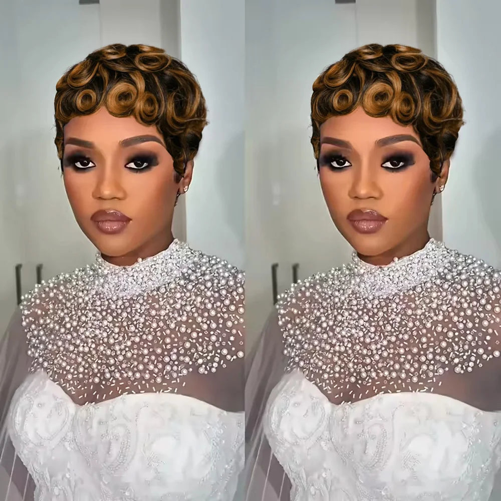 Short Wavy Pixie Cut Wig