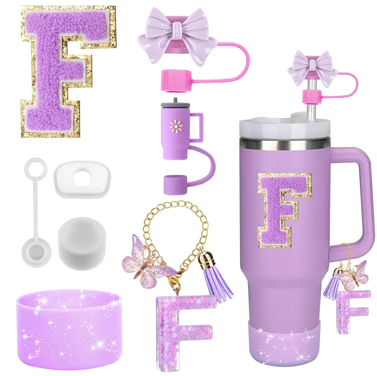 PURPLE TUMBLER ACCESSORY SET | 8 PIECES