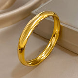 Glossy Gold Plated Stainless Steel Bracelet for Women Men Fashion 10 15 30mm Size Chunky Smooth Cuff Bangles Waterproof Jewelry