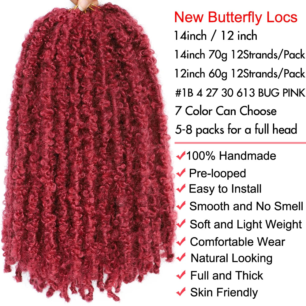 Butterfly Faux Locs Crochet Hair – Pre-Looped, 12" & 14"
