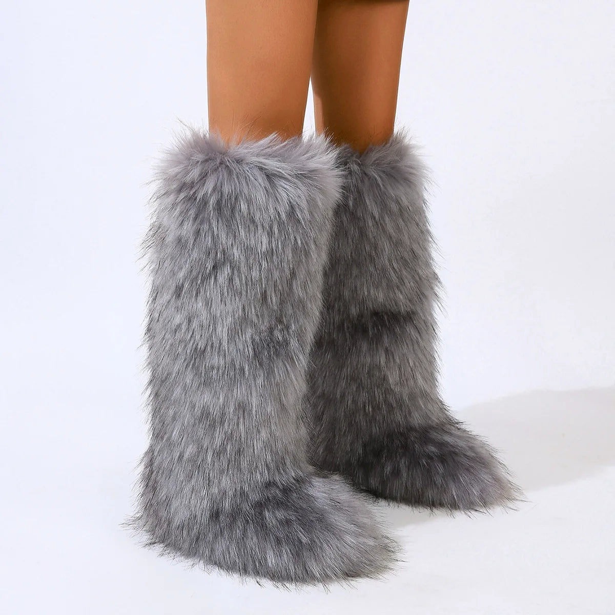 Knee High Fluffy Ladies Boots