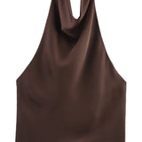 Halter Satin Backless Tank Top