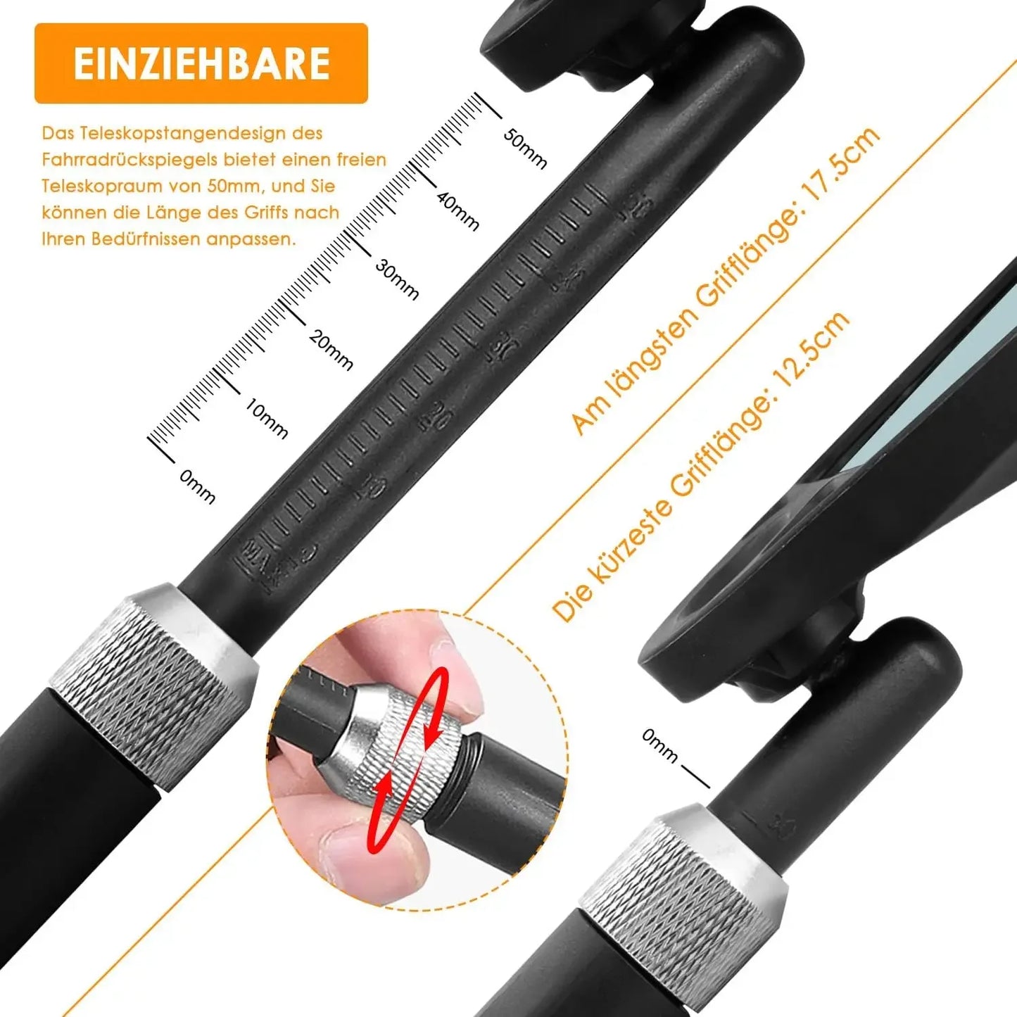 Adjustable 360° Bicycle Rear Mirror for Handlebars