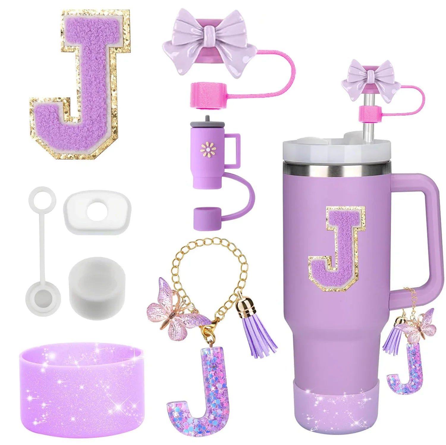 PURPLE TUMBLER ACCESSORY SET | 8 PIECES
