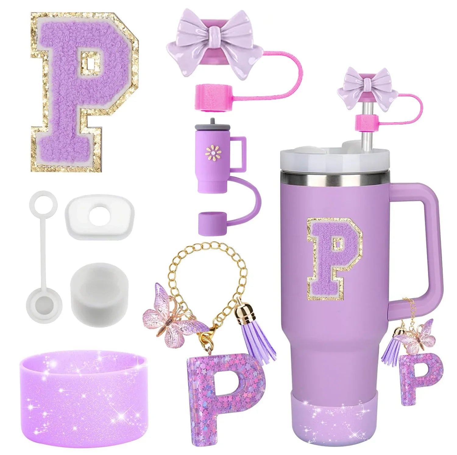 PURPLE TUMBLER ACCESSORY SET | 8 PIECES