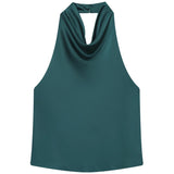 Halter Satin Backless Tank Top
