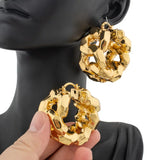 2023 The New Popular 45mm Hoop Earrings for Women 18k Gold Color 5mm Flower Shape Earring Casual Earrings Daily Wear Accessories