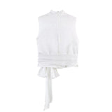 No Sleeves Satin Ribbon Top
