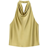 Halter Satin Backless Tank Top