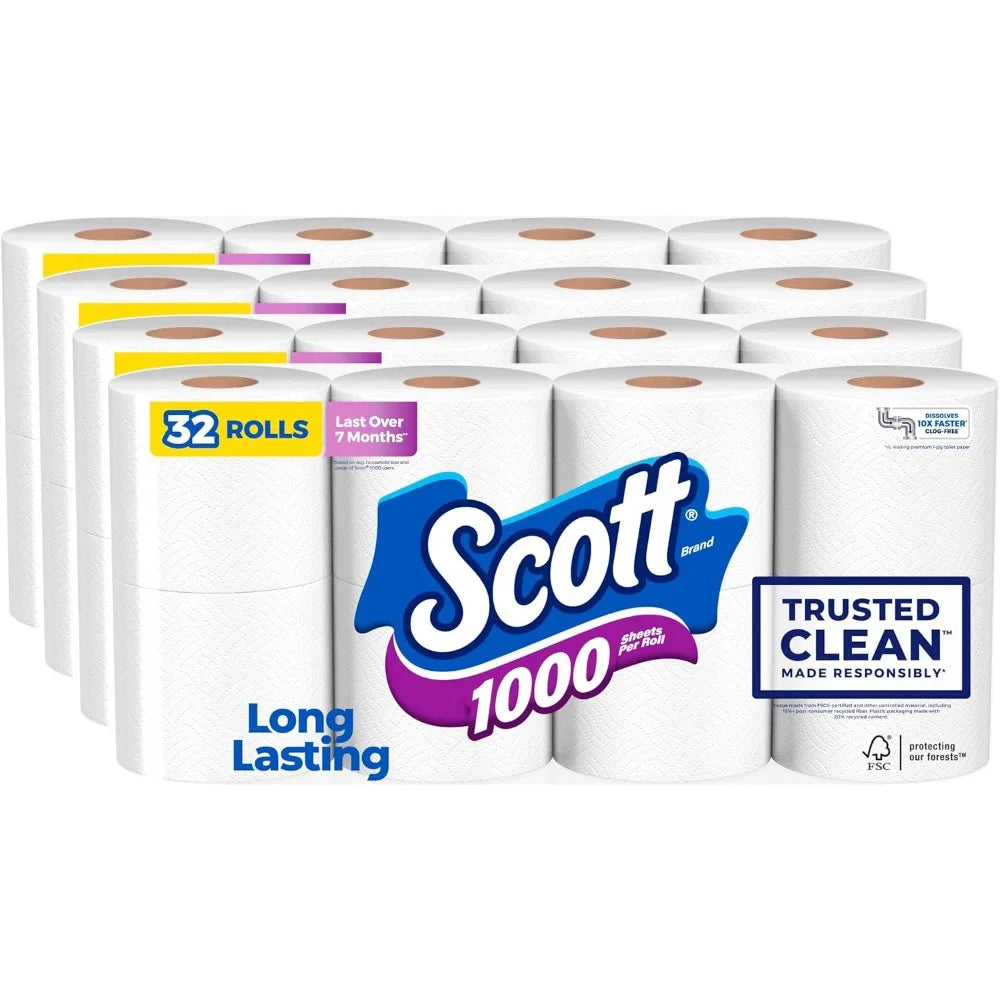 Scott 1000 Trusted Clean Toilet Paper – 32 Rolls