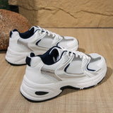 Women's White Retro Dad Shoes Breathable Mesh Platform Sneakers, Chunky Casual Non-slip Walking Shoes, Lightweight Lace-up Sports Trainers for Everyday Outdoor Streetwear