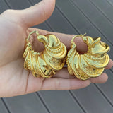 2023 The New Popular 45mm Hoop Earrings for Women 18k Gold Color 5mm Flower Shape Earring Casual Earrings Daily Wear Accessories