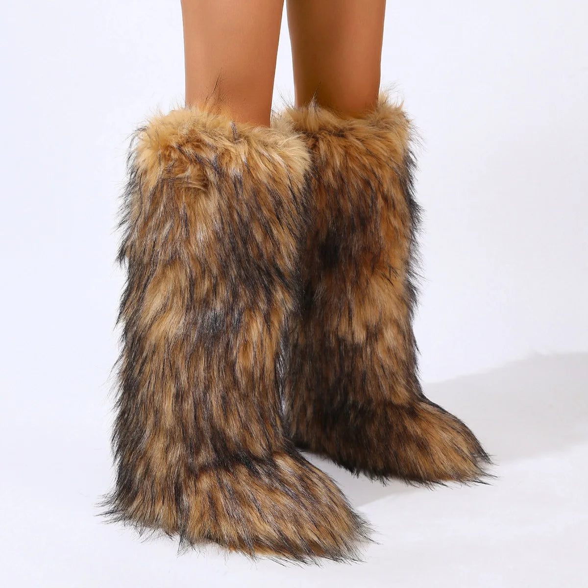 Knee High Fluffy Ladies Boots