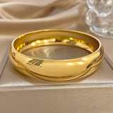 Glossy Gold Plated Stainless Steel Bracelet for Women Men Fashion 10 15 30mm Size Chunky Smooth Cuff Bangles Waterproof Jewelry