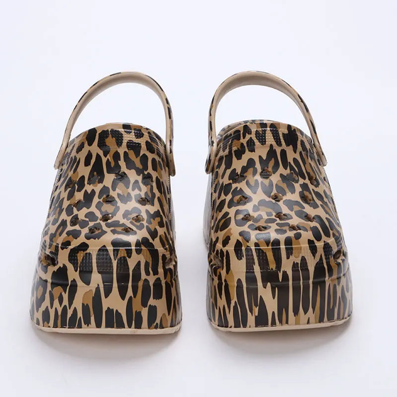 LEOPARD PLATFORM CROCS