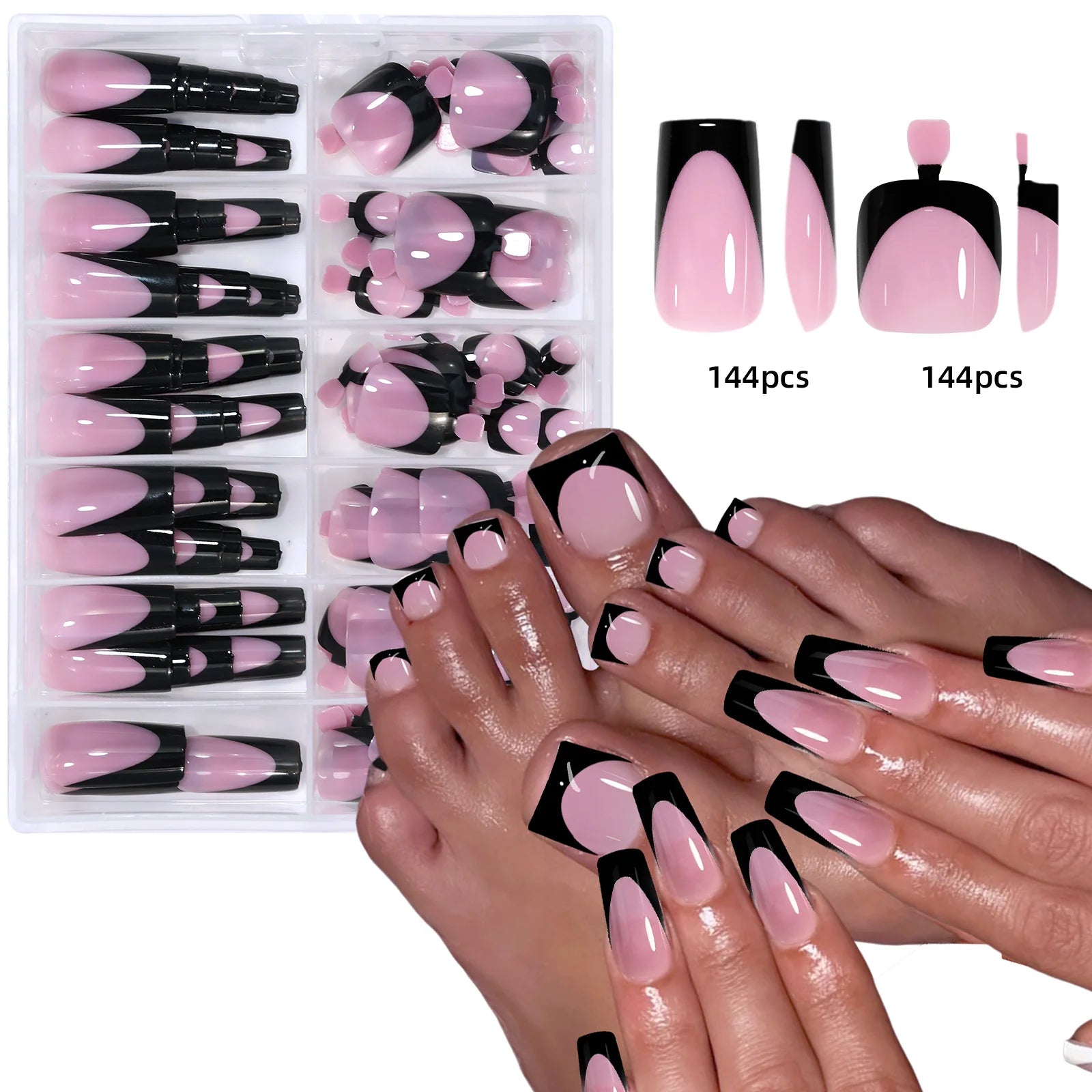 144pcs Hand and Foot Press on Acrylic Nail set