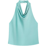 Halter Satin Backless Tank Top