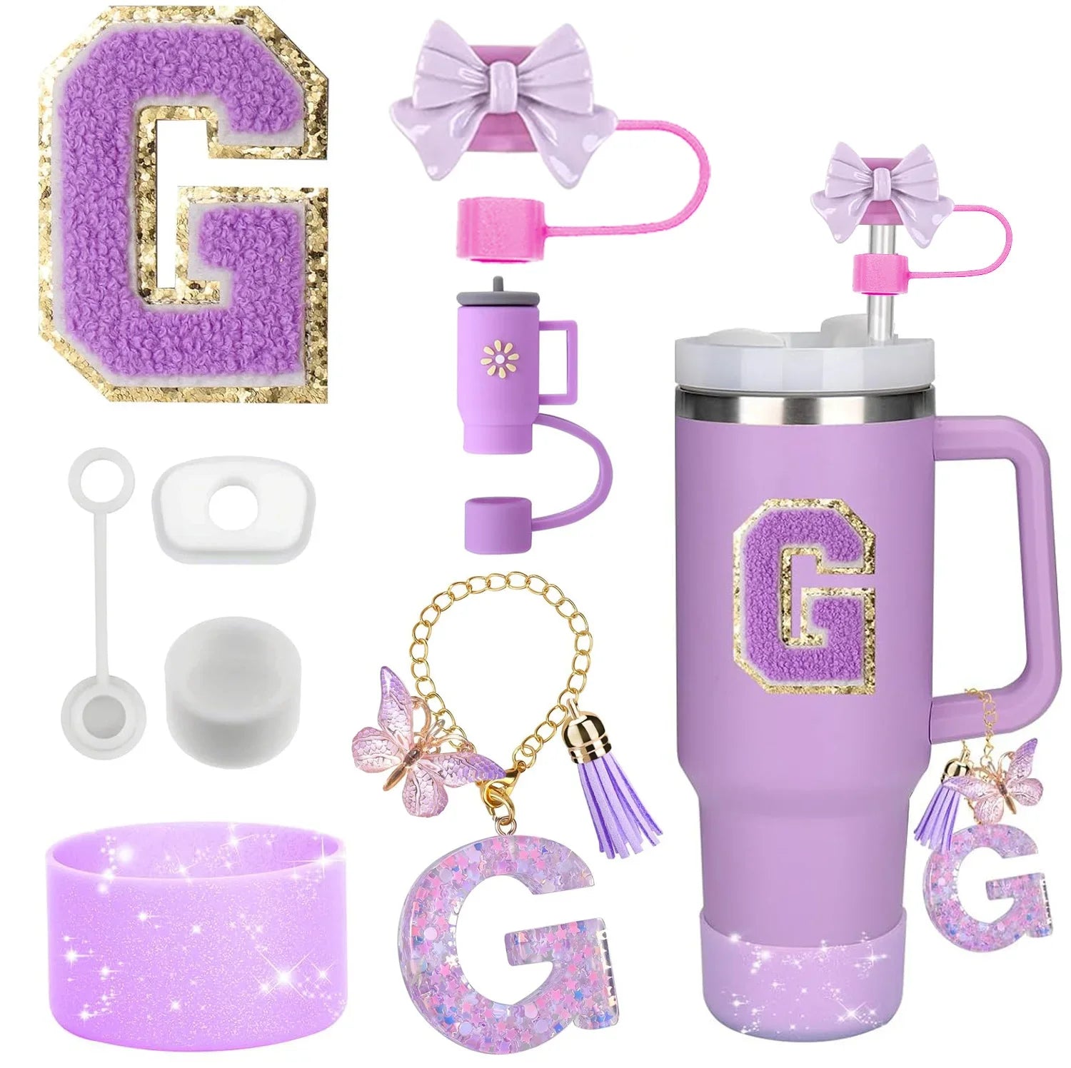 PURPLE TUMBLER ACCESSORY SET | 8 PIECES