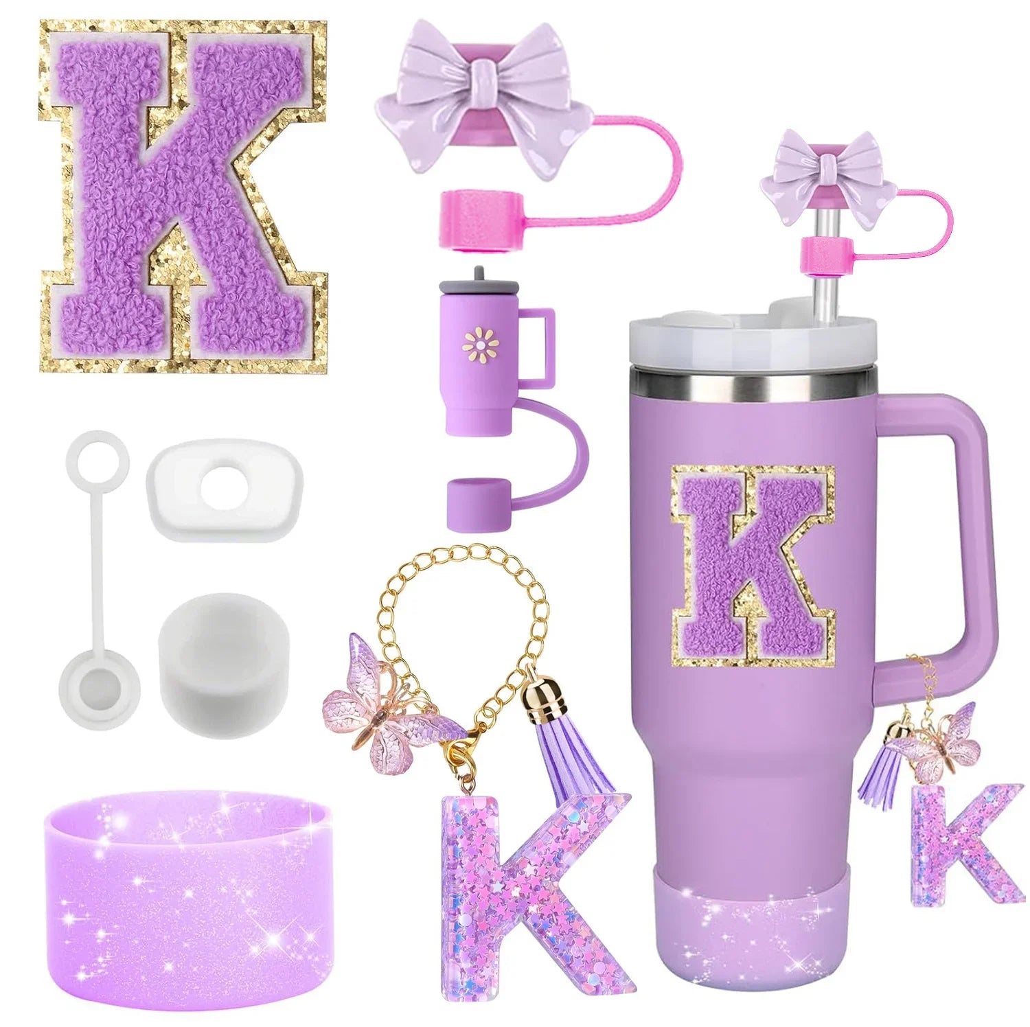 PURPLE TUMBLER ACCESSORY SET | 8 PIECES