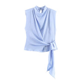 No Sleeves Satin Ribbon Top