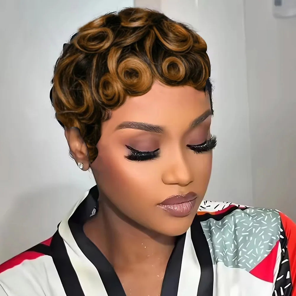 Short Wavy Pixie Cut Wig