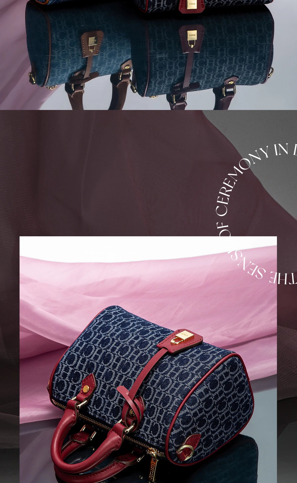 The Rivière — Denim-Spliced Saddle Pillow Bag