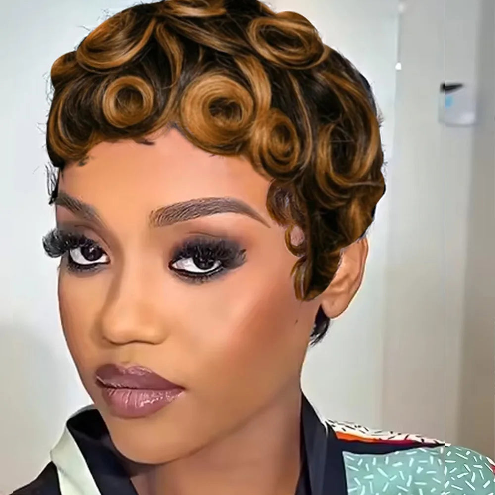 Short Wavy Pixie Cut Wig