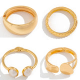 Ingemark Exaggerated Punk Smooth Heavy Metal Chunky Spring Bangles Women Hip Hop Gold Color Arm Bracelet Steampunk Men Jewelry