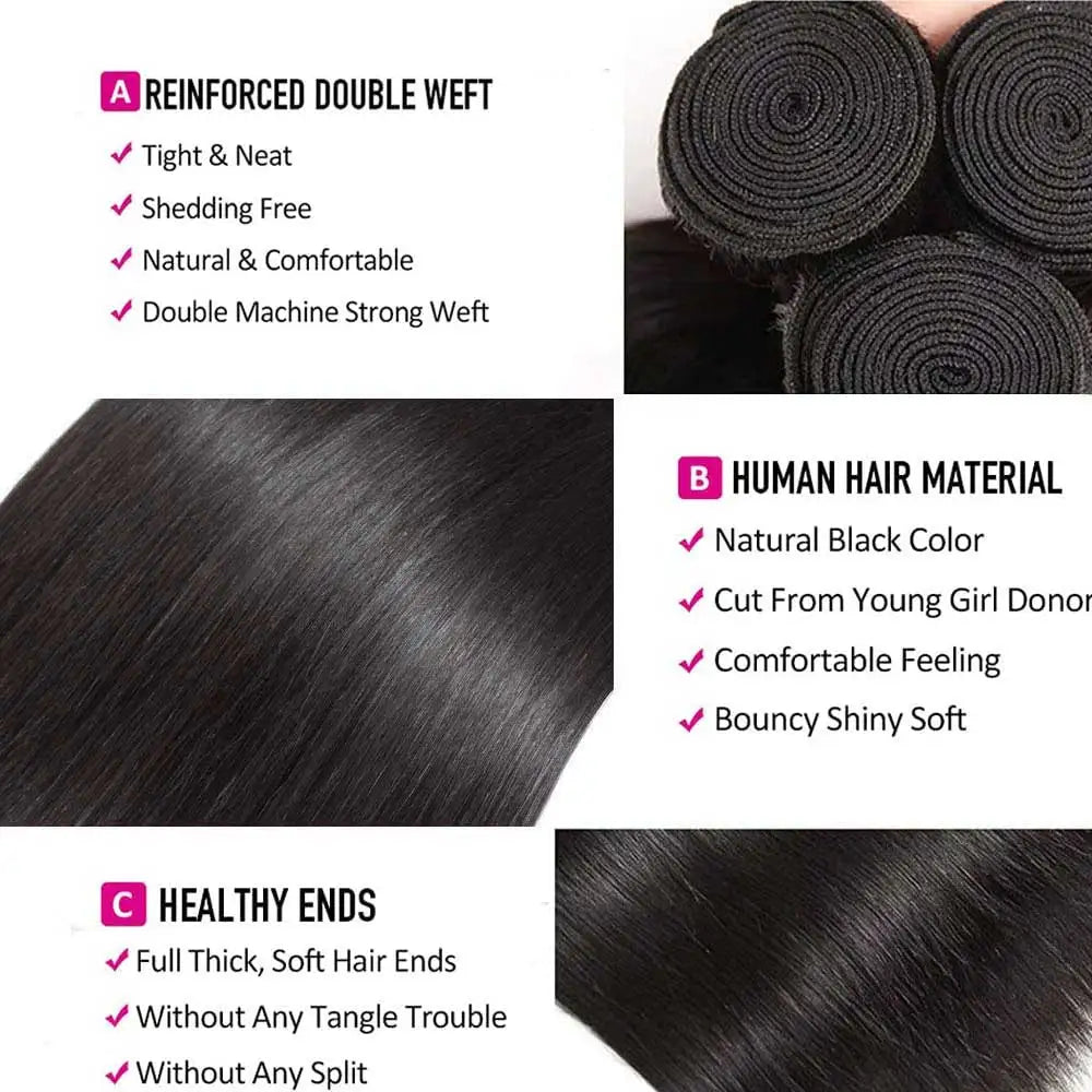 Brazilian Straight Four Bundles Set – Natural Black