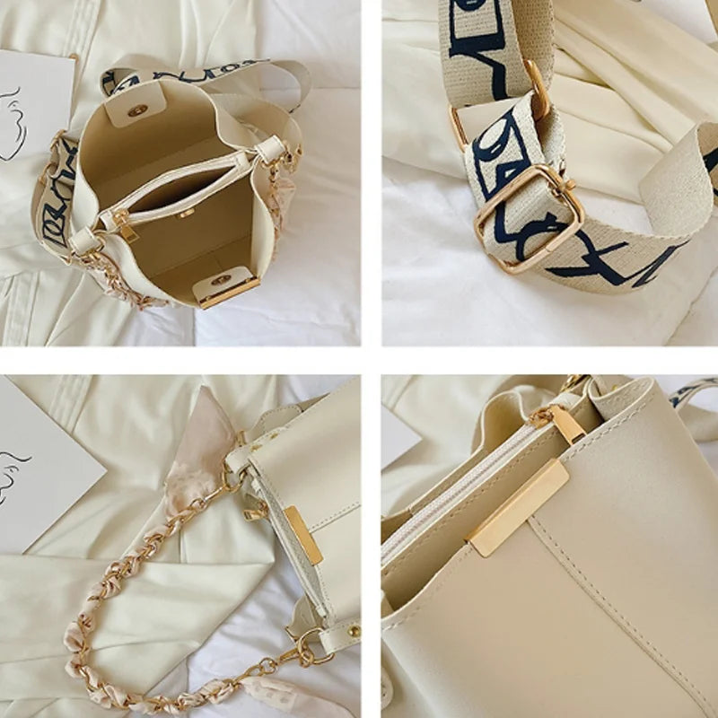 La Chaîne Ribbon Chain Bucket Bag