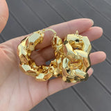 2023 The New Popular 45mm Hoop Earrings for Women 18k Gold Color 5mm Flower Shape Earring Casual Earrings Daily Wear Accessories