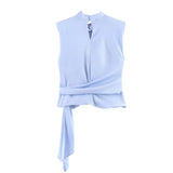 No Sleeves Satin Ribbon Top