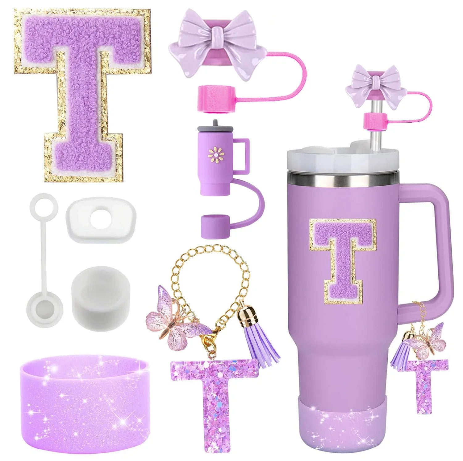 PURPLE TUMBLER ACCESSORY SET | 8 PIECES
