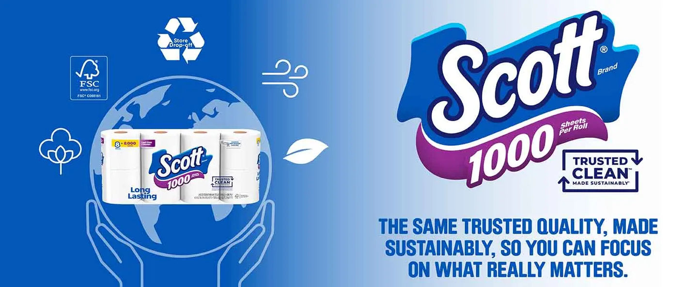 Scott 1000 Trusted Clean Toilet Paper – 32 Rolls