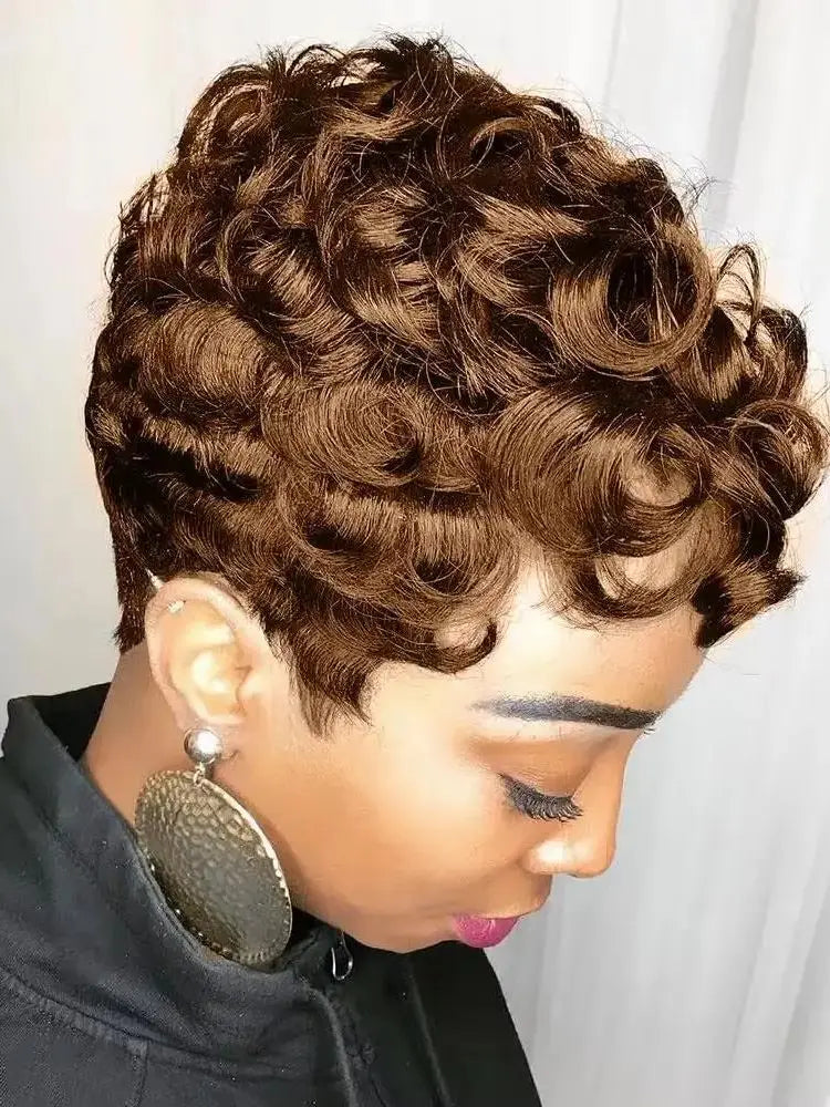 Short Curly Layered Elf Cut Wig