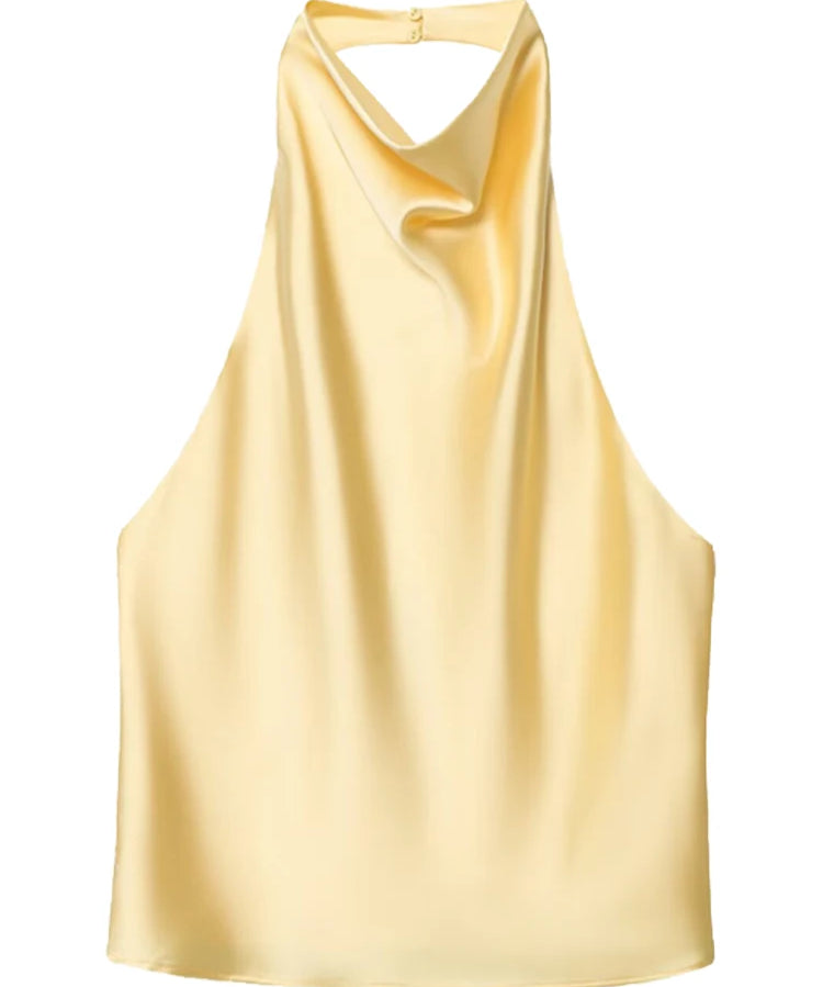 Halter Satin Backless Tank Top