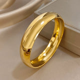 Glossy Gold Plated Stainless Steel Bracelet for Women Men Fashion 10 15 30mm Size Chunky Smooth Cuff Bangles Waterproof Jewelry