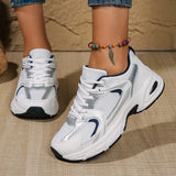 Women's White Retro Dad Shoes Breathable Mesh Platform Sneakers, Chunky Casual Non-slip Walking Shoes, Lightweight Lace-up Sports Trainers for Everyday Outdoor Streetwear