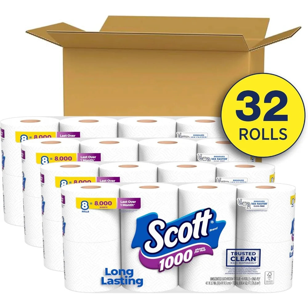 Scott 1000 Trusted Clean Toilet Paper – 32 Rolls