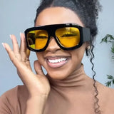 JNPCXI Oversized Square Sunglasses Fashion Gradient Women Luxury Retro Shades UV400 Outdoor Men Sun Glasses