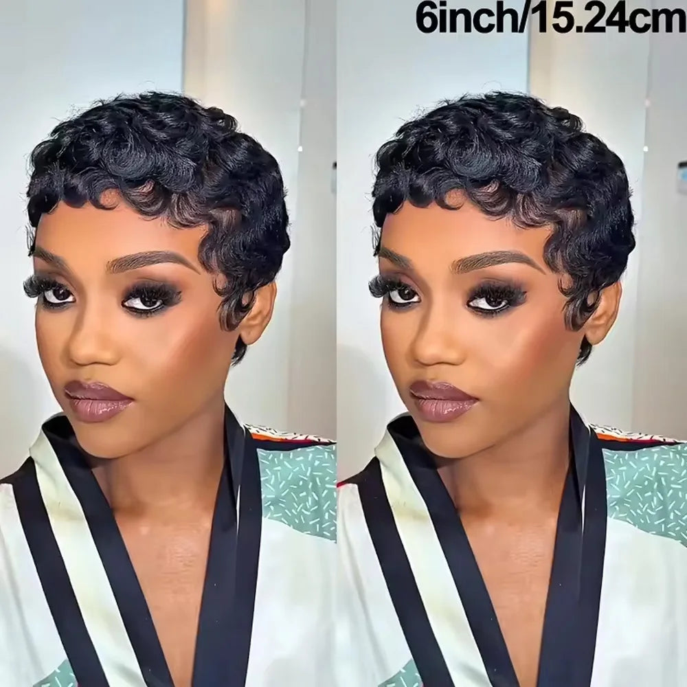 Short Wavy Pixie Cut Wig