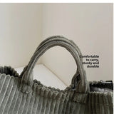 Large Capacity Striped Velvet Handbag Shoulder Bag for Woman Handbags Crossbody Bags, Versatile Letter Corduroy Women's Tote Bag