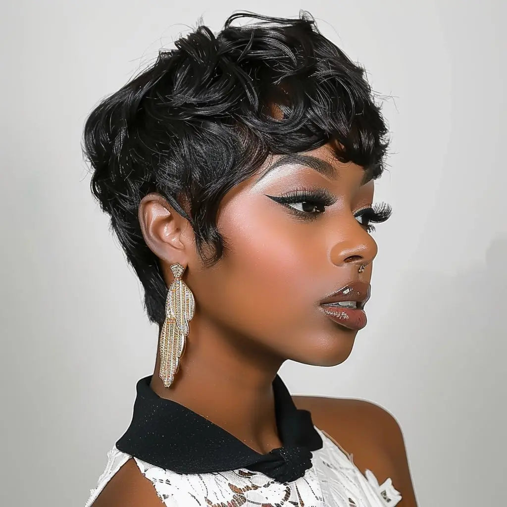 Short Curly Layered Elf Cut Wig